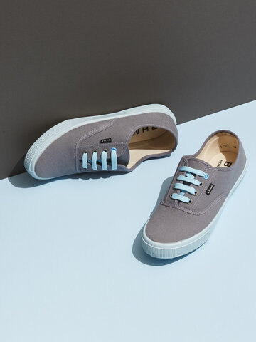 Zľava Pánske nízke plátené konopné tenisky sivo-modré